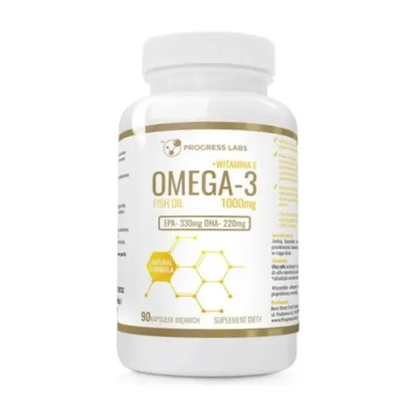 PROGRESS LABS Omega-3 + witamina E 1000mg, 90 kapsułek