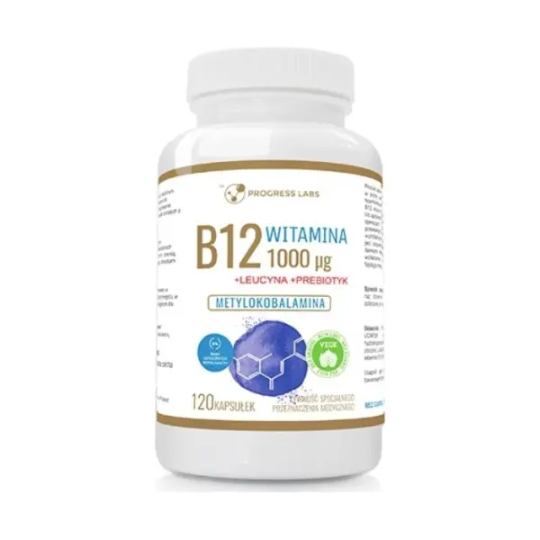 PROGRESS LABS Witamina B12 1000 + prebiotyk, 120 kapsułek