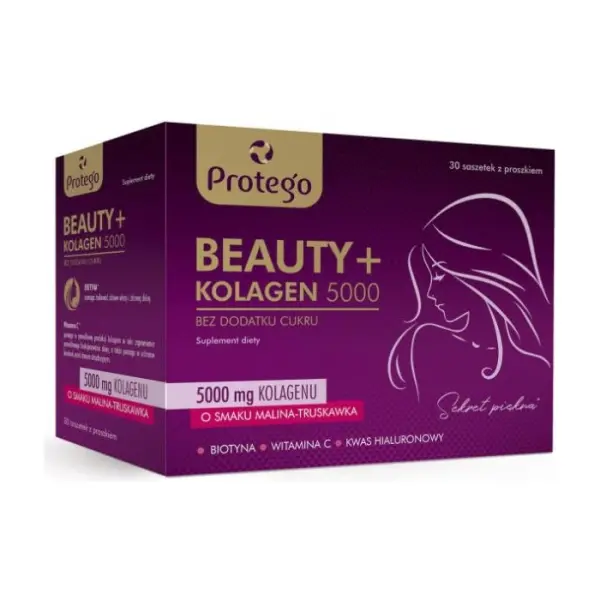 PROTEGO Beauty + Kolagen 5000 o smaku malina + truskawka, 30 saszetek