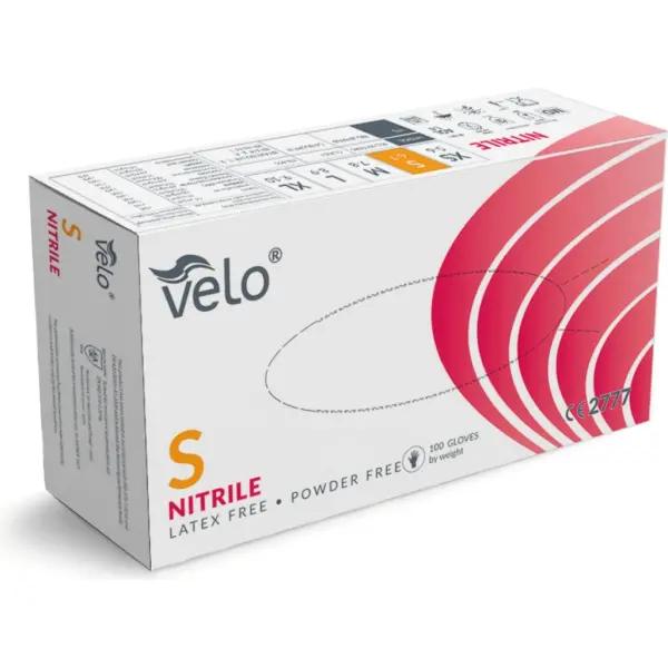 Rękawice nitrylowe bezpudrowe VELO rozmiar S 100 sztuk