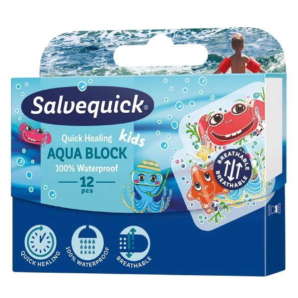 Salvequick Aqua Block Kids Plaster, 12 szt.