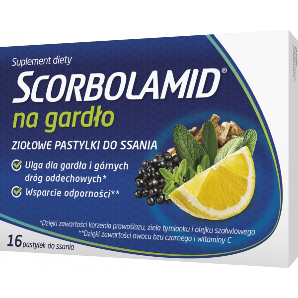 Scorbolamid na gardło do ssania, 16 tabl.