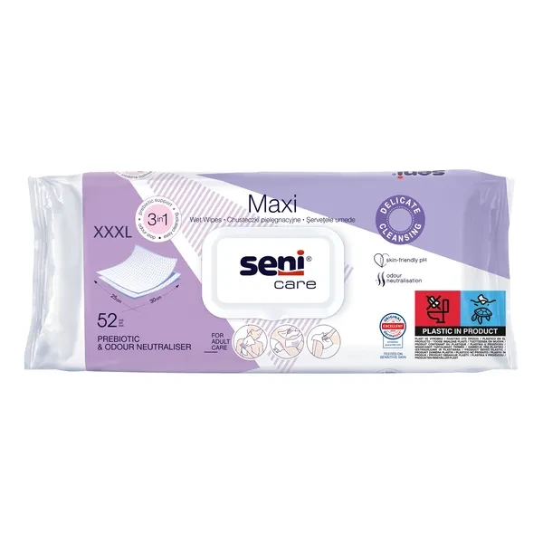 Seni Care Chusteczki pielęgnacyjne 3w1 maxi XXXL, 52 sztuki
