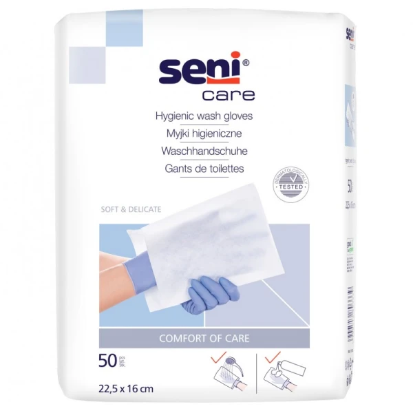 Seni Care Myjki higieniczne niepodfoliowane 22,5 x 16 cm, 50 szt.