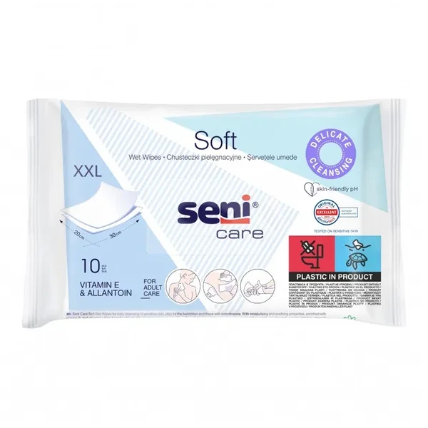 Seni Care Soft Chusteczki pielęgnacyjne XXL, 10 sztuk