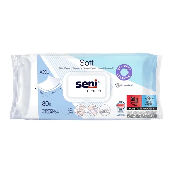Seni Care Soft Chusteczki pielęgnacyjne XXL, 80 sztuk
