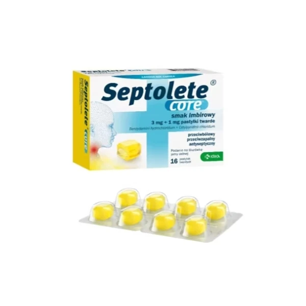 SEPTOLETE core smak imbirowy, 3 mg + 1 mg, 16 pastyl.