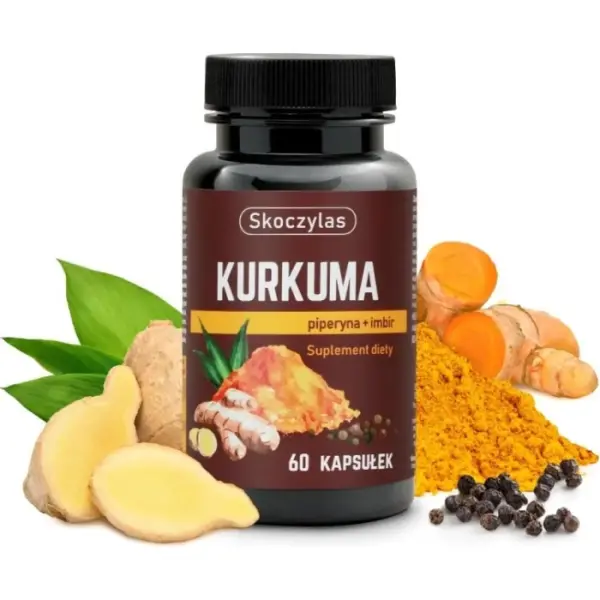 Skoczylas Kurkuma, piperyna, imbir, resweratrol i kwercetyna 60 kapsułek