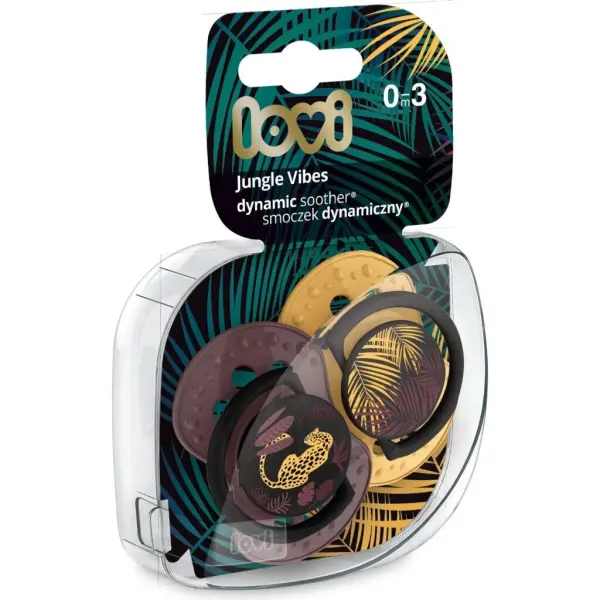 Smoczek silikonowy dynamiczny LOVI 0-3m Jungle 22/901 GIRL 2 sztuki