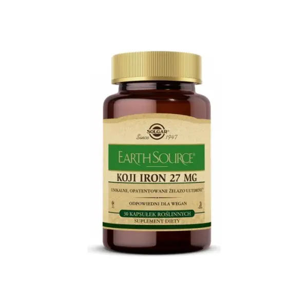 SOLGAR Earth Source Koji Iron 27 mg, 30 kapsułek