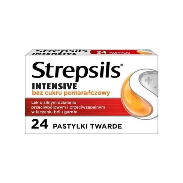 STREPSILS Intensive bez cukru pomarańczowy, 24 tabletki