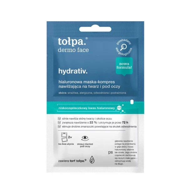  TOŁPA Dermo face hydrativ hialuronowa maska-kompres nawilżająca na twarz i pod oczy, 2x6 ml