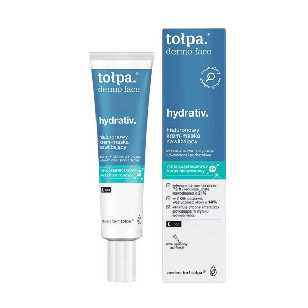 TOŁPA Dermo face hydrativ hialuronowy krem-maska nawilżający, 40 ml