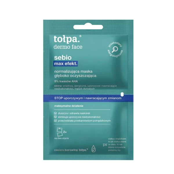 Tołpa Dermo Face Sebio Maska głęboko oczyszczająca normalizująca, 2 x 6 ml