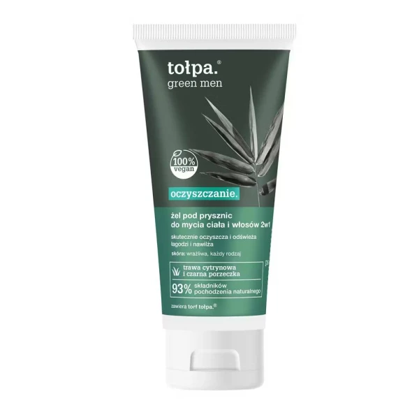 TOŁPA green men oczyszczanie żel pod prysznic do mycia ciała i włosów 2w1, 200 ml