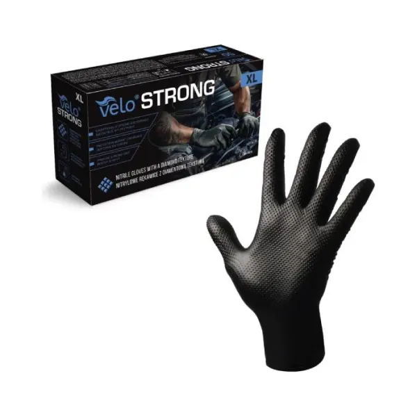 VELO Strong rękawice nitrylowe czarne XL, 50 sztuk