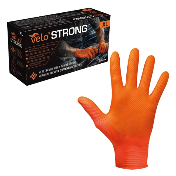 Velo Strong rękawice nitrylowe pomarańczowe XL, 50 sztuk
