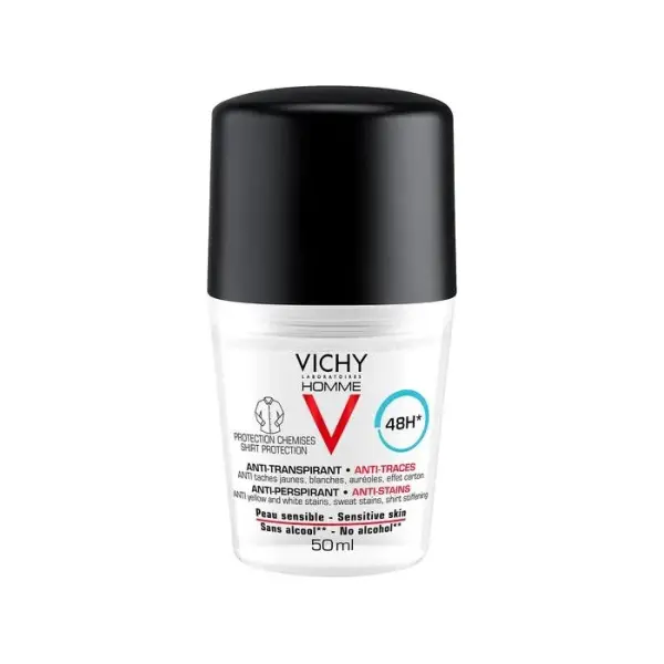 VICHY HOMME 48h Antyperspirant przeciw plamom, 50 ml