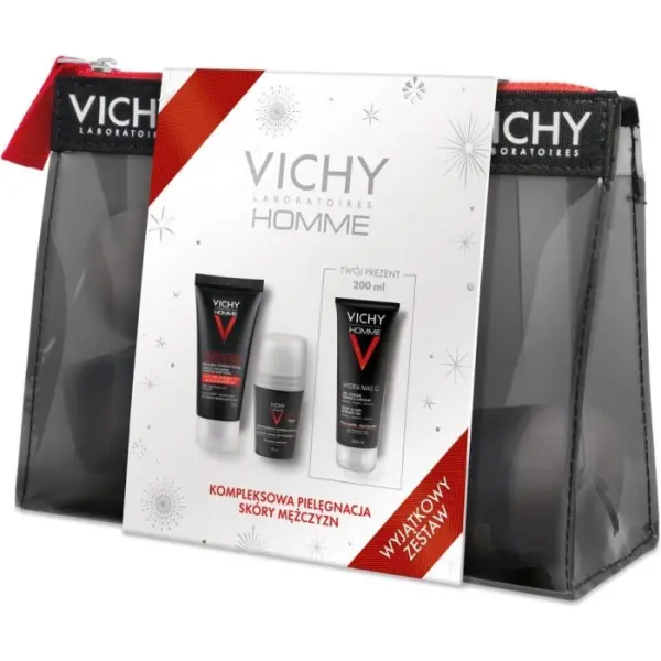 VICHY ZESTAW HOMME  DLA MĘŻCZYZN KREM+KULKA 72 H+ŻEL DO MYCIA WŁOSÓW I CIAŁA