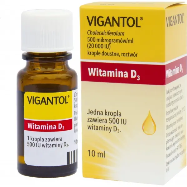 VIGANTOL krople 20 000 j.m./mg, lek uzupełniający niedobory witaminy D3, 10 ml