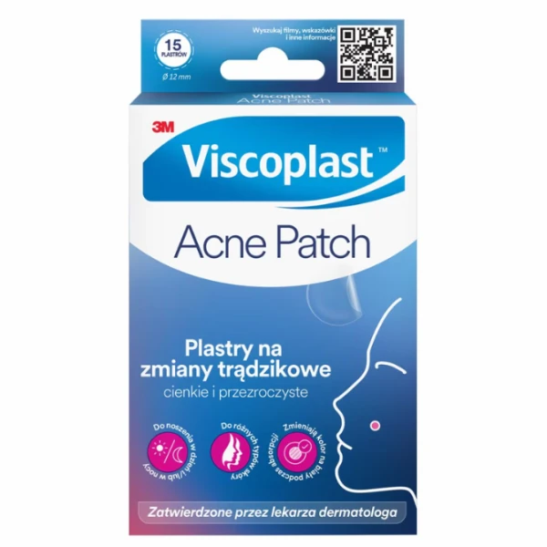 Viscoplast Acne Patch Plastry na zmiany trądzikowe fi 12 mm, 15 sztuk