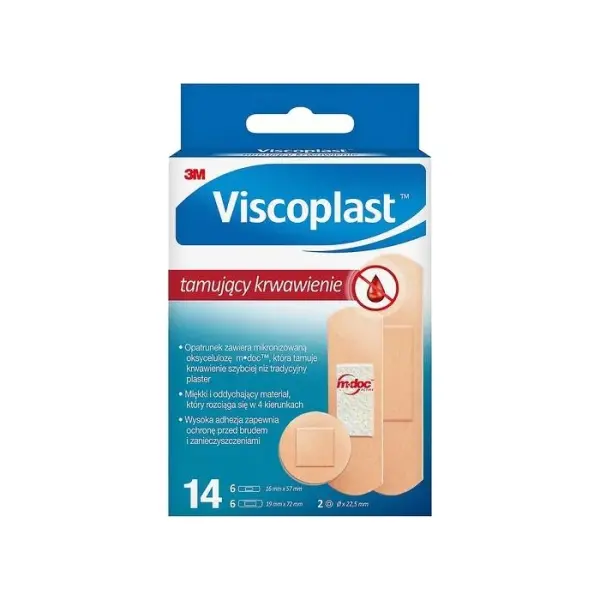 VISCOPLAST plastry tamujące krwawienie, 14 sztuk