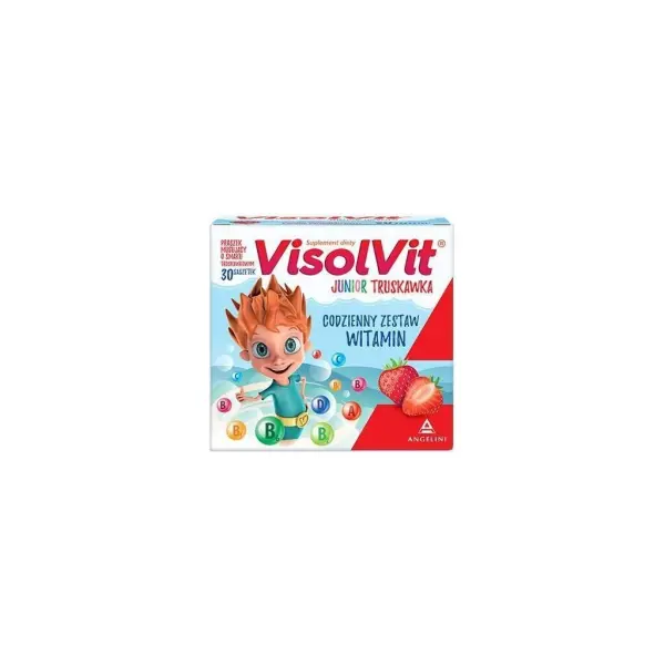 Visolvit Junior Truskawka proszek musujący, smak truskawkowy, 30 saszetek