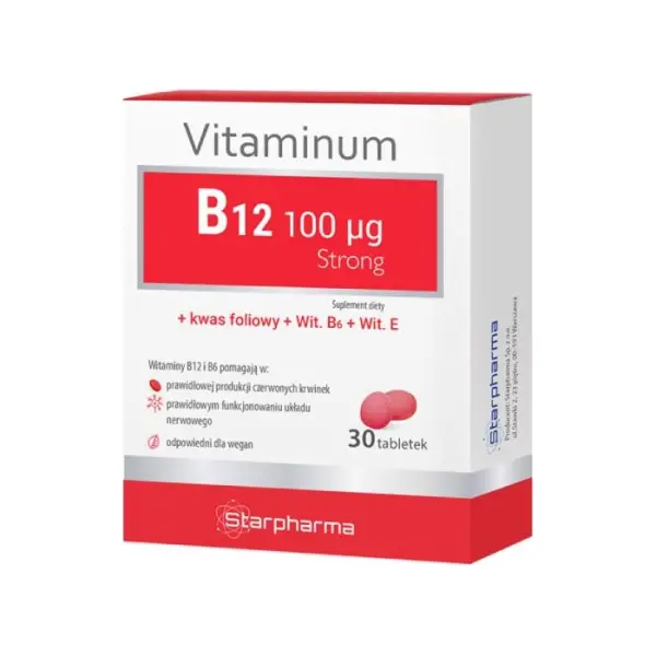 VITAMINUM B12 100 mcg Strong, 30 tabletek