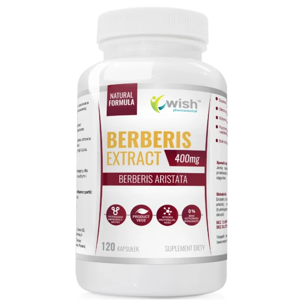 WISH Berberis aristata - berberyna, ekstrakt 5:1, 400 mg, 120 kaps.