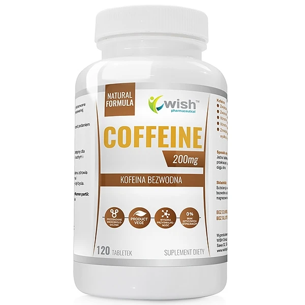 WISH Coffeine 200mg Kofeina Bezwodna, 120 tabl.