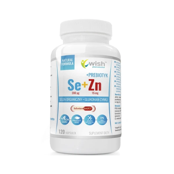 WISH Selen Organiczny + Cynk + Prebiotyk, 120 kaps.