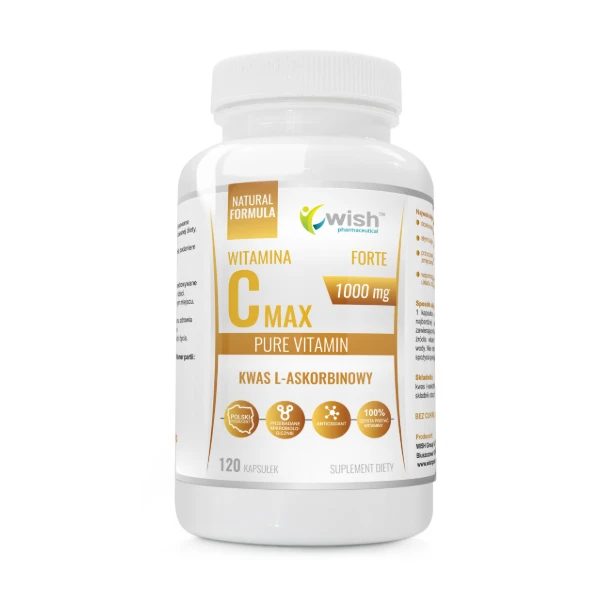 WISH Witamina C 1000 mg, kwas L-askorbinowy, 120 kaps.