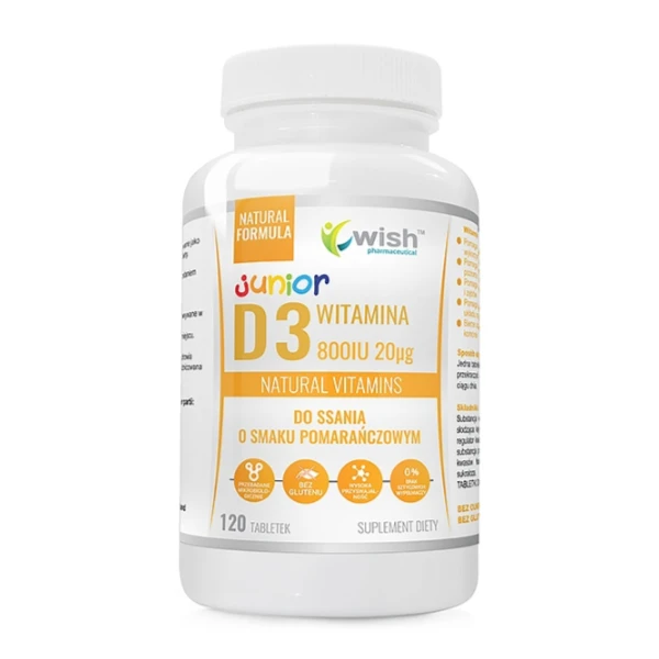 WISH Witamina D3 800 IU dla dzieci do ssania, 120 tabl.