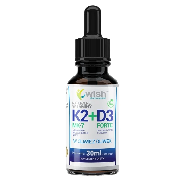 WISH Witamina K2 MK-7 + D3 Forte w kroplach, 30 ml