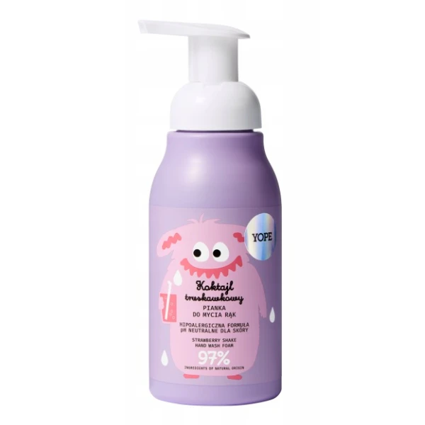 YOPE Pianka do mycia rąk dla dzieci Koktajl truskawkowy, 300 ml