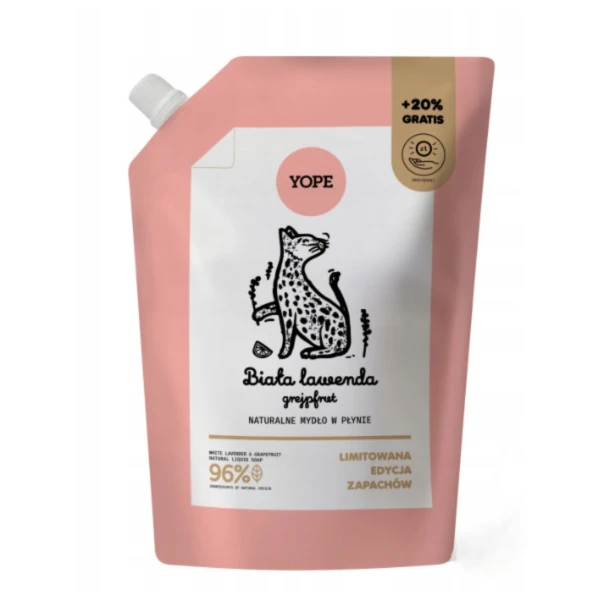 YOPE Refill Mydło w płynie do rąk Biała lawenda & grejpfrut, 600 ml