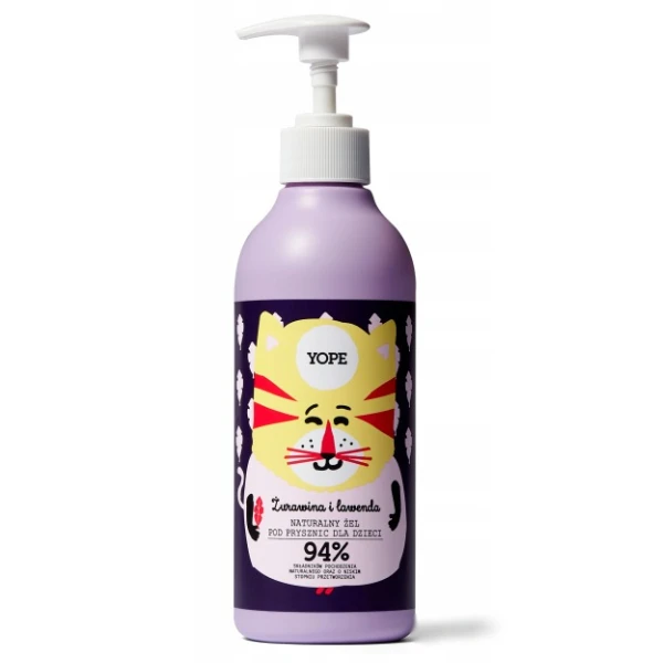 YOPE Żel pod prysznic dla dzieci Żurawina i lawenda, 400 ml