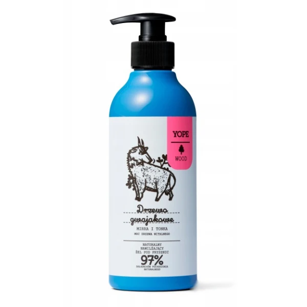 YOPE Żel pod prysznic drzewo gwajakowe, mirra i tonka, 400 ml