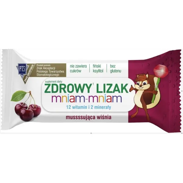 Zdrowy lizak Mniam-Mniam 12 witamin wiśnia 1 sztuka