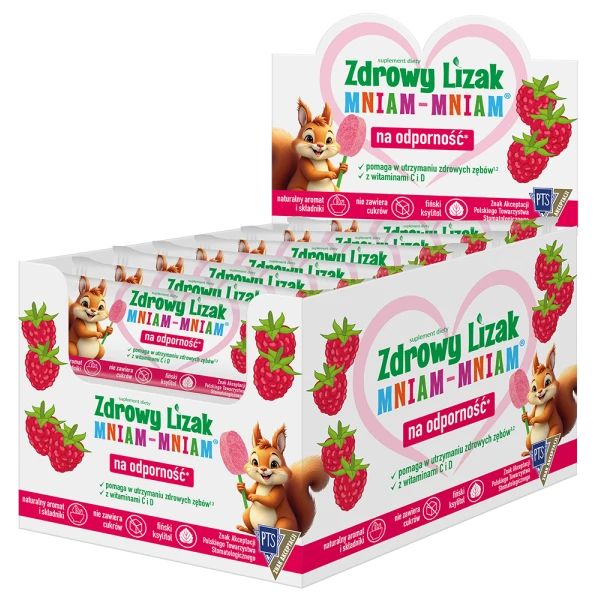 Zdrowy Lizak Mniam-Mniam malina łezka, 40 szt.
