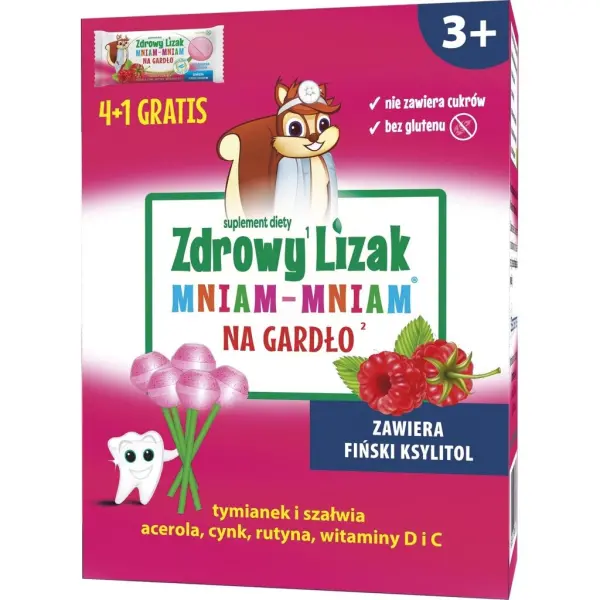 Zdrowy Lizak Mniam-Mniam na gardło bez cukru  5 sztuk