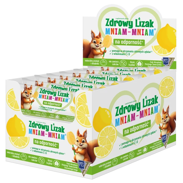 Zdrowy lizak Mniam-Mniam łezka o smaku cytrynowym, 40 szt.
