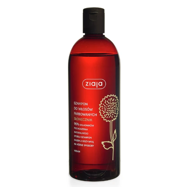 ZIAJA Słonecznikowy Szampon do mycia włosów farbowanych, 500 ml